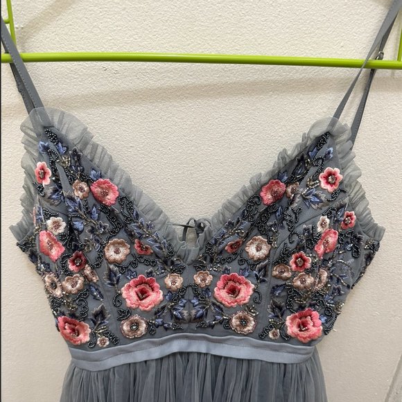 Needle & Thread Whisper Embroidered Tulle Midi Dress, Size 0 - Picture 8 of 12